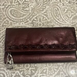 NWOT BRIGHTON  FUN HOUSE Tiny BOWS Leather Purple magnetic closure WALLET